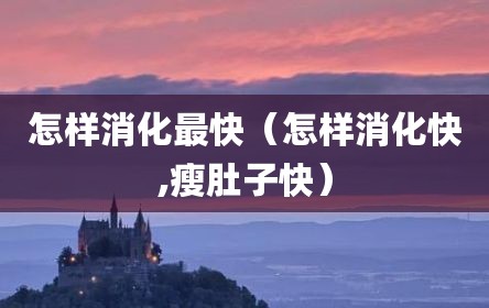 怎样消化最快（怎样消化快,瘦肚子快）