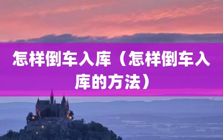 怎样倒车入库（怎样倒车入库的方法）