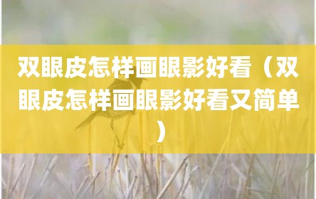 双眼皮怎样画眼影好看（双眼皮怎样画眼影好看又简单）