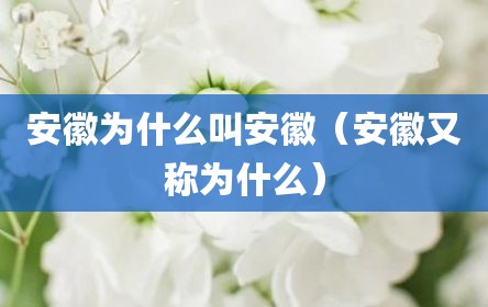 安徽为什么叫安徽（安徽又称为什么）