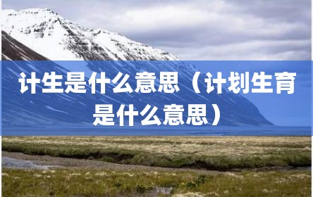 计生是什么意思（计划生育是什么意思）