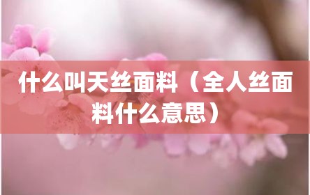 什么叫天丝面料（全人丝面料什么意思）
