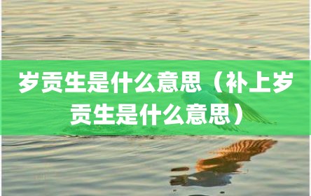 岁贡生是什么意思（补上岁贡生是什么意思）