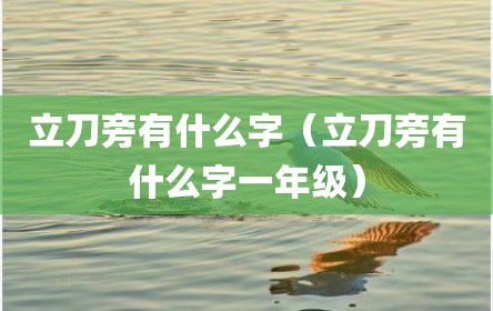 立刀旁有什么字（立刀旁有什么字一年级）