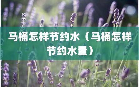 马桶怎样节约水（马桶怎样节约水量）