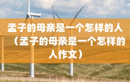 孟子的母亲是一个怎样的人（孟子的母亲是一个怎样的人作文）