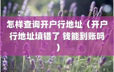 怎样查询开户行地址（开户行地址填错了 钱能到账吗）