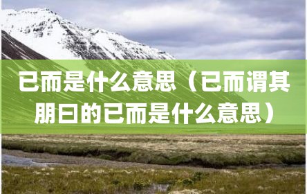 已而是什么意思（已而谓其朋曰的已而是什么意思）