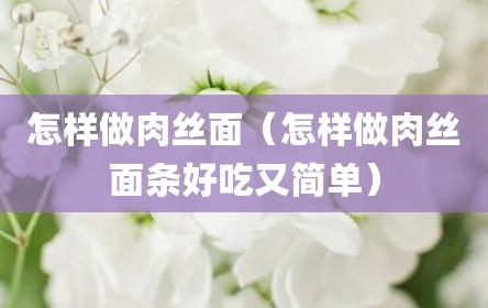 怎样做肉丝面（怎样做肉丝面条好吃又简单）