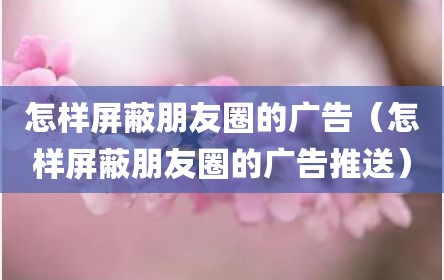 怎样屏蔽朋友圈的广告（怎样屏蔽朋友圈的广告推送）