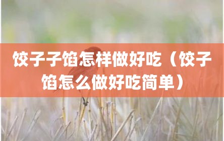 饺子子馅怎样做好吃（饺子馅怎么做好吃简单）