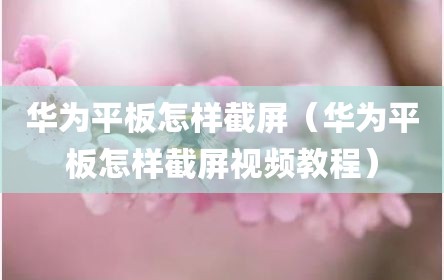 华为平板怎样截屏（华为平板怎样截屏视频教程）