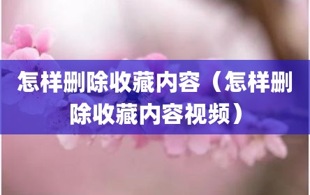 怎样删除收藏内容（怎样删除收藏内容视频）