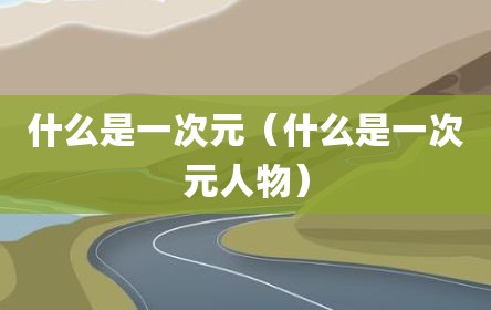 什么是一次元（什么是一次元人物）