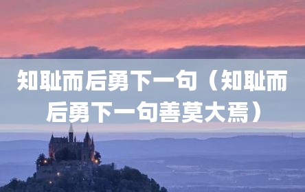 知耻而后勇下一句（知耻而后勇下一句善莫大焉）