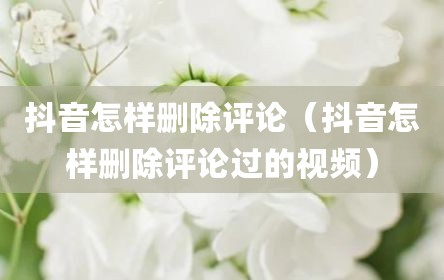 抖音怎样删除评论（抖音怎样删除评论过的视频）