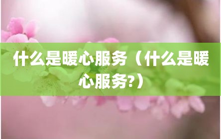 什么是暖心服务（什么是暖心服务?）
