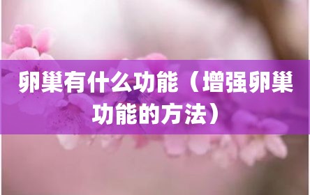 卵巢有什么功能（增强卵巢功能的方法）