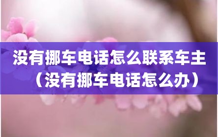 没有挪车电话怎么联系车主（没有挪车电话怎么办）