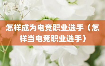怎样成为电竞职业选手（怎样当电竞职业选手）