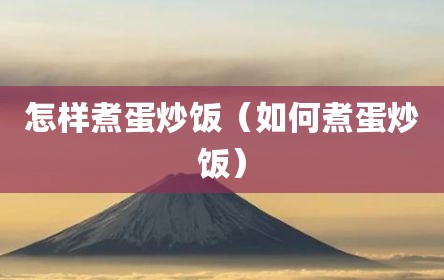 怎样煮蛋炒饭（如何煮蛋炒饭）