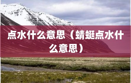 点水什么意思（蜻蜓点水什么意思）