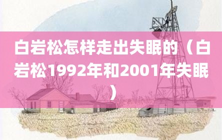 白岩松怎样走出失眠的（白岩松1992年和2001年失眠）