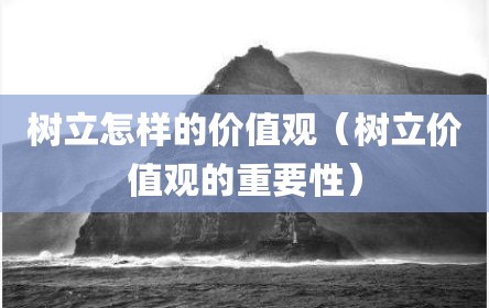 树立怎样的价值观（树立价值观的重要性）