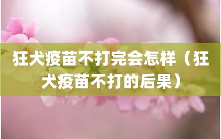 狂犬疫苗不打完会怎样（狂犬疫苗不打的后果）