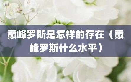巅峰罗斯是怎样的存在（巅峰罗斯什么水平）