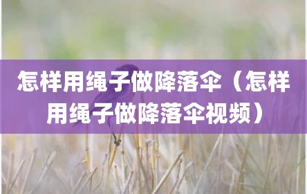 怎样用绳子做降落伞（怎样用绳子做降落伞视频）