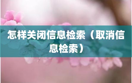 怎样关闭信息检索（取消信息检索）