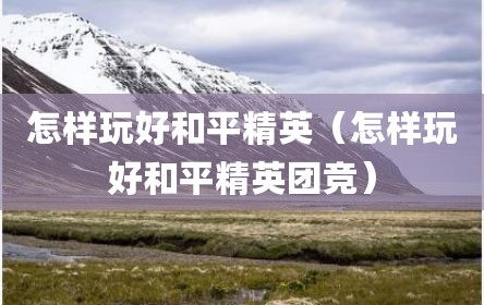 怎样玩好和平精英（怎样玩好和平精英团竞）