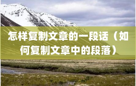 怎样复制文章的一段话（如何复制文章中的段落）