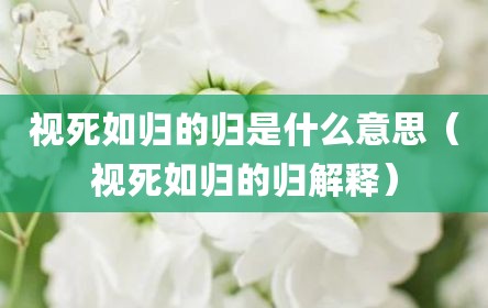 视死如归的归是什么意思（视死如归的归解释）