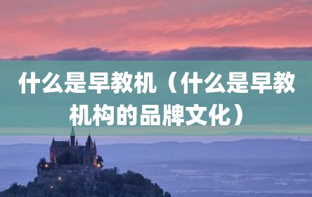 什么是早教机（什么是早教机构的品牌文化）