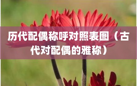 历代配偶称呼对照表图（古代对配偶的雅称）