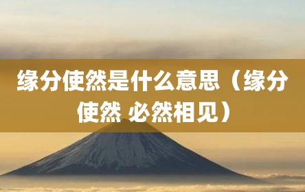 缘分使然是什么意思（缘分使然 必然相见）