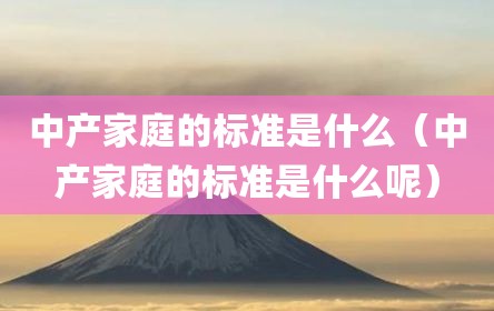 中产家庭的标准是什么（中产家庭的标准是什么呢）