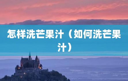 怎样洗芒果汁（如何洗芒果汁）