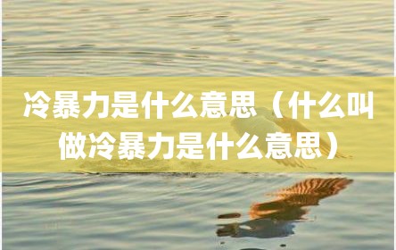 冷暴力是什么意思（什么叫做冷暴力是什么意思）
