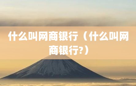 什么叫网商银行（什么叫网商银行?）