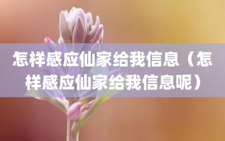怎样感应仙家给我信息（怎样感应仙家给我信息呢）