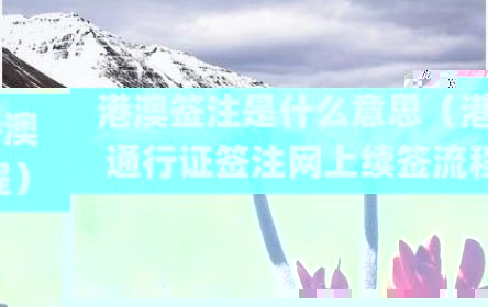 港澳签注是什么意思（港澳通行证签注网上续签流程）