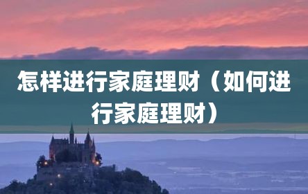 怎样进行家庭理财（如何进行家庭理财）