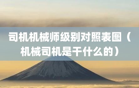 司机机械师级别对照表图（机械司机是干什么的）