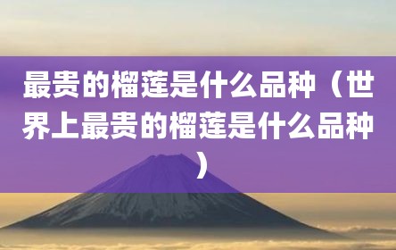 最贵的榴莲是什么品种（世界上最贵的榴莲是什么品种）