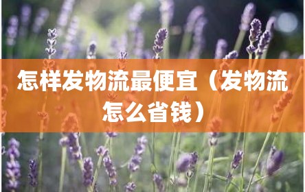 怎样发物流最便宜（发物流怎么省钱）