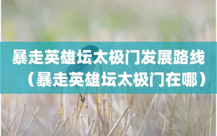 暴走英雄坛太极门发展路线（暴走英雄坛太极门在哪）