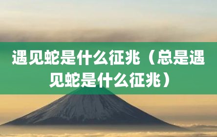 遇见蛇是什么征兆（总是遇见蛇是什么征兆）